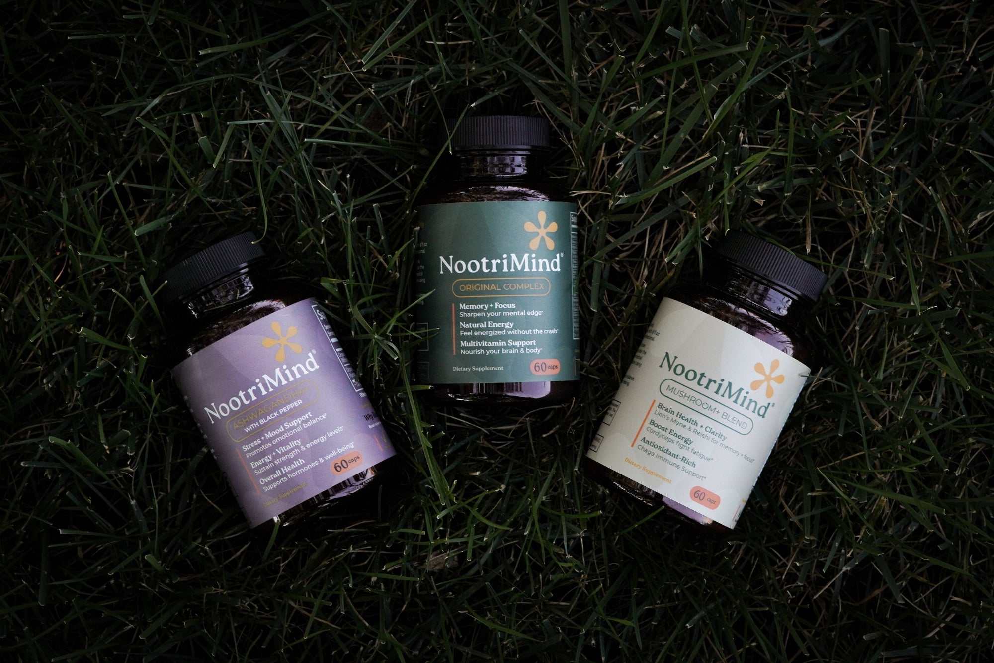 NootriMind natural supplements with mushrooms and adaptogens for focus, stress relief, and plant-based wellness.